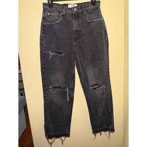 We The Free Grey Distressed Raw Hem Split Ankle Jeans | Size 28 | Free People